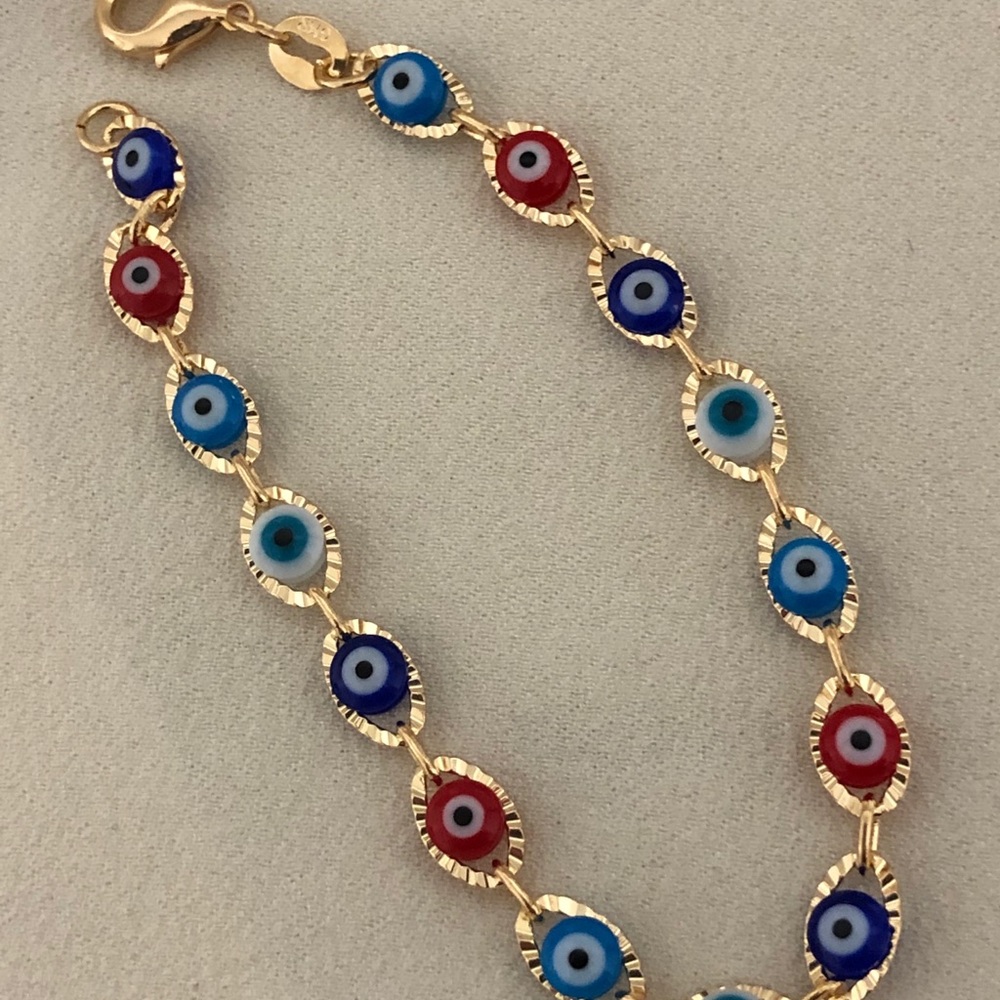 18k Gold Filled Multicolor Eye Bracelet - Picture 8 of 10